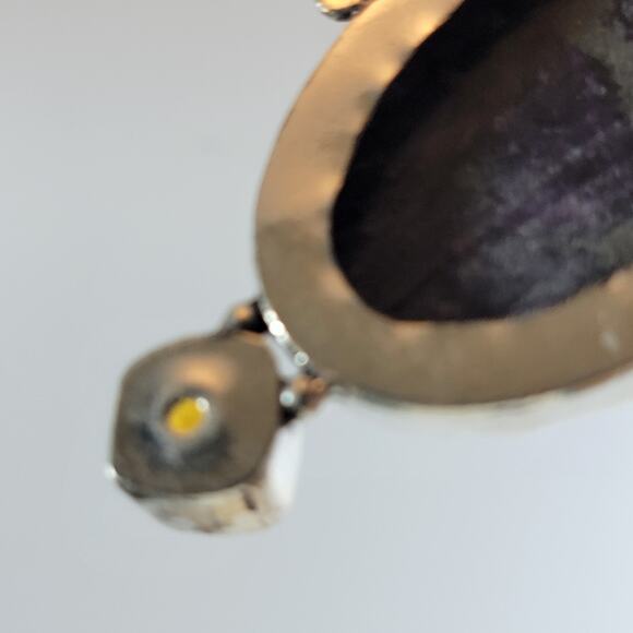 Charoite Pendant Necklace – With Citrine Accent + 20" Sterling Silver Chain - Picture 9 of 10